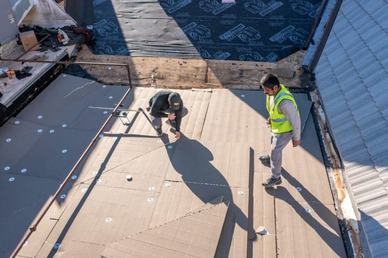 Insulation deck installation for church roof in Oklahoma