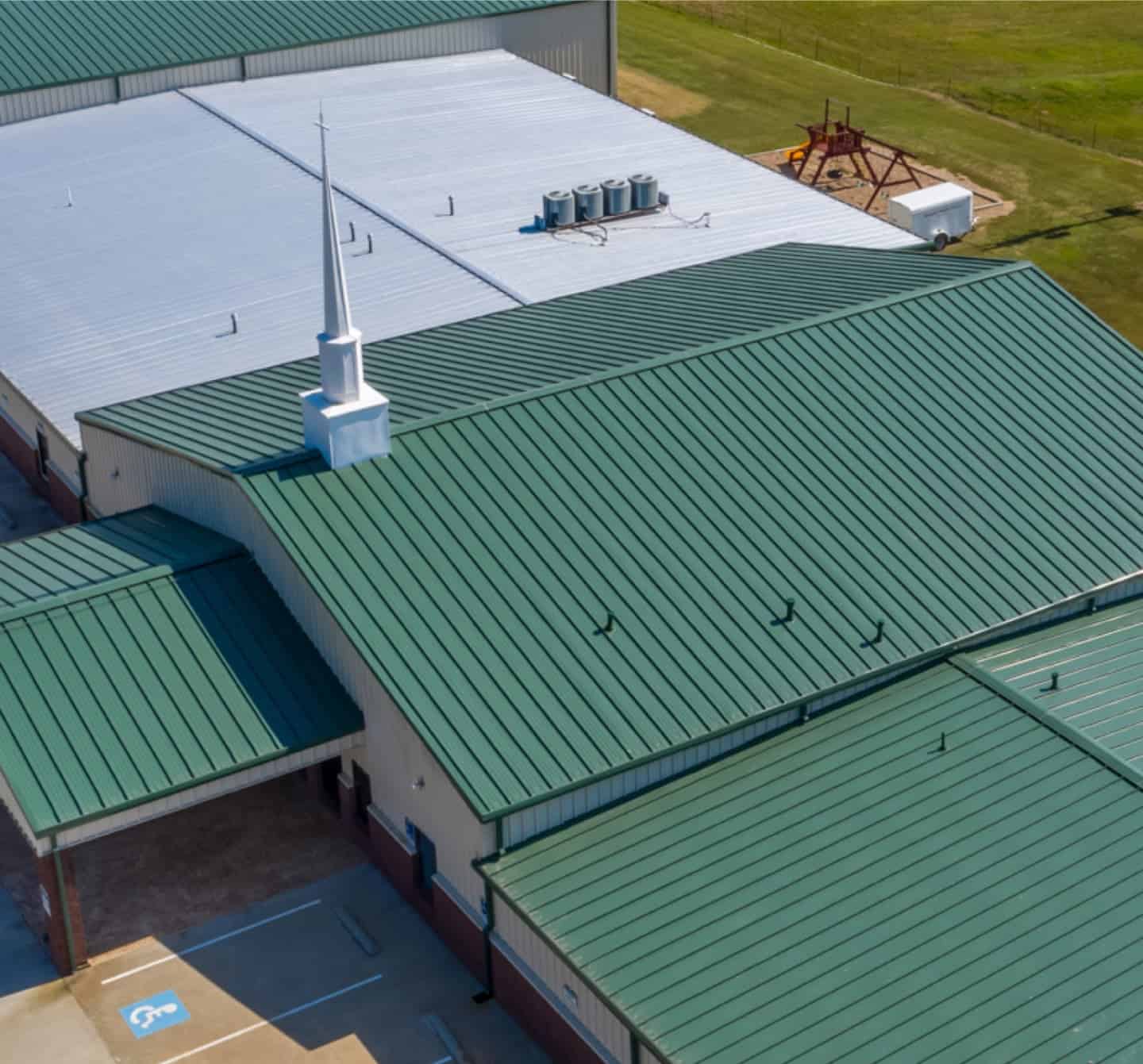 Completed metal roof and steeple installation in Oklahoma