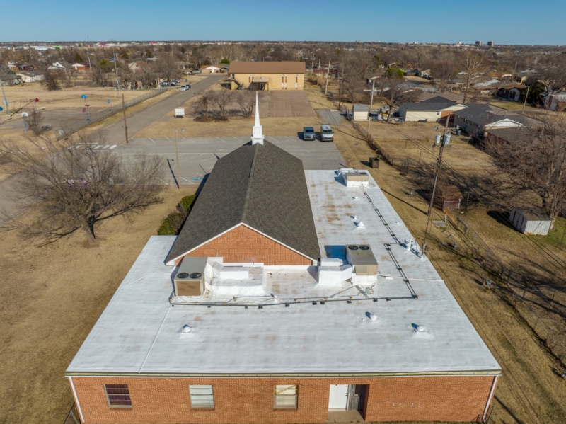 Roof replacement and steeple repair for Oklahoma church