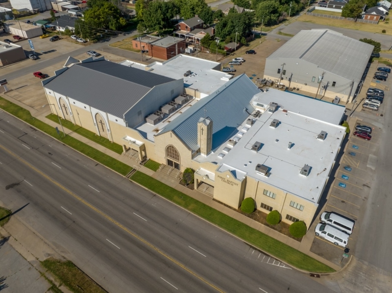 Marlow First Baptist Aerial View of Roof