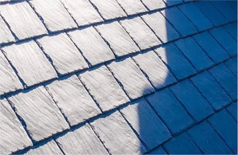 Close-up of synthetic slate shingles