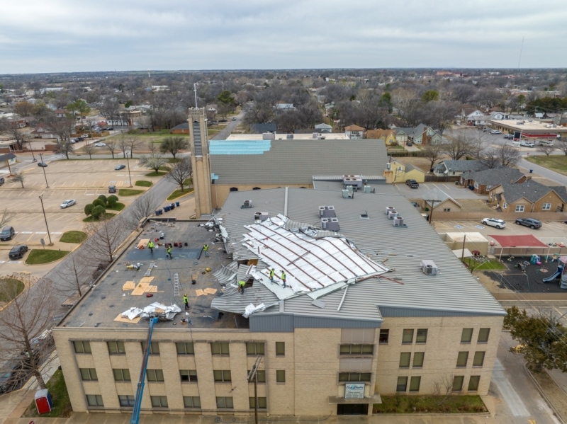 Emergency roof repair and replacement for church in Oklahoma