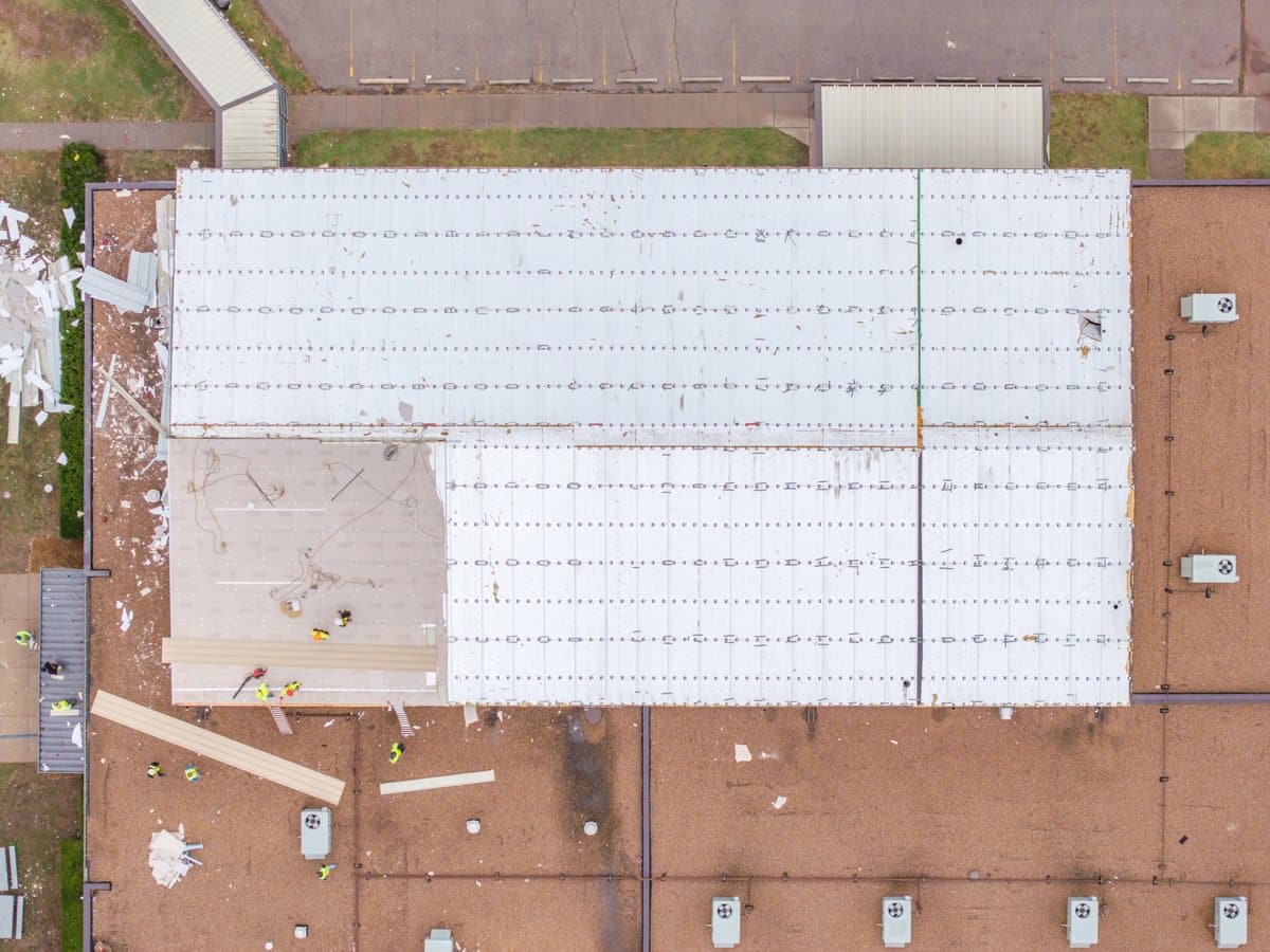 Newcastle Elementary temporary roofing.