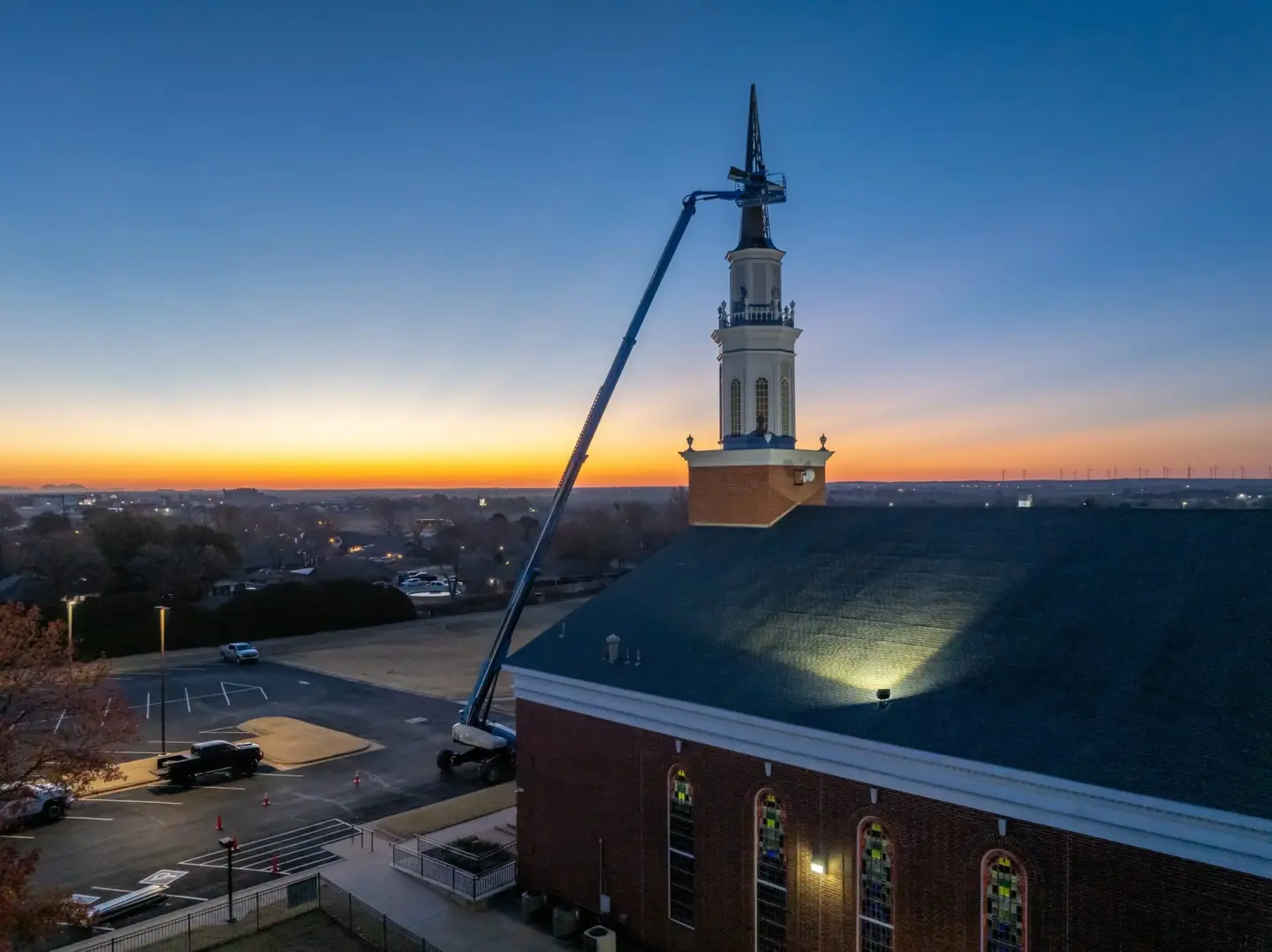 Weatherford FBC steeple sunrise 2b drone edited DJI 71344 0037 Large