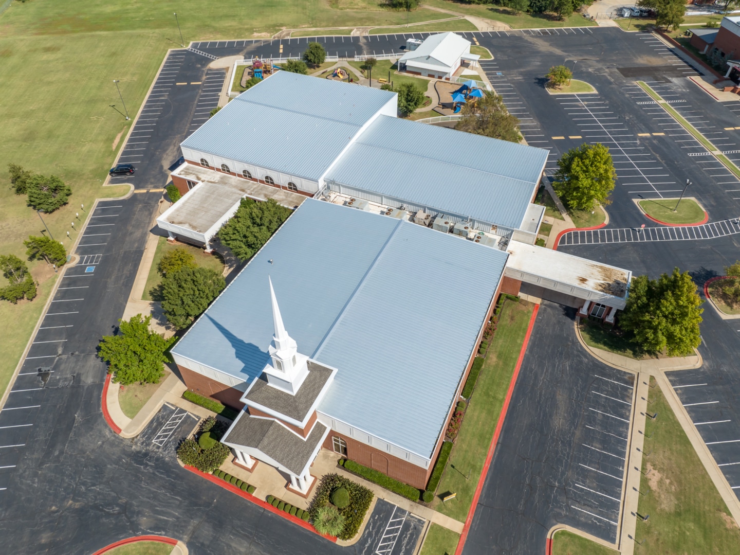 CrossPointe Church afters - DJI_0658-HDR (1) CrossPointe Church aerial view of metal roof