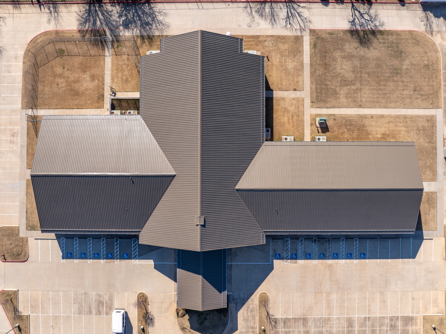 default Aerial view of metal roof on Lawton's Northwest Church of Christ