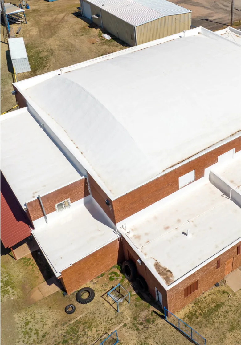 SPF and TPO roofing systems installed on domed roof