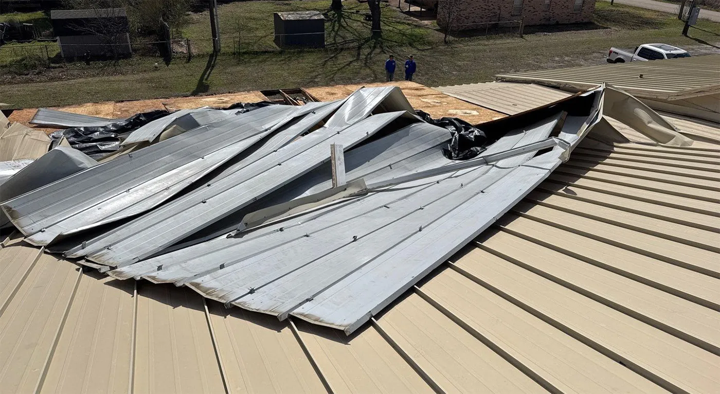 Damage to metal roof 