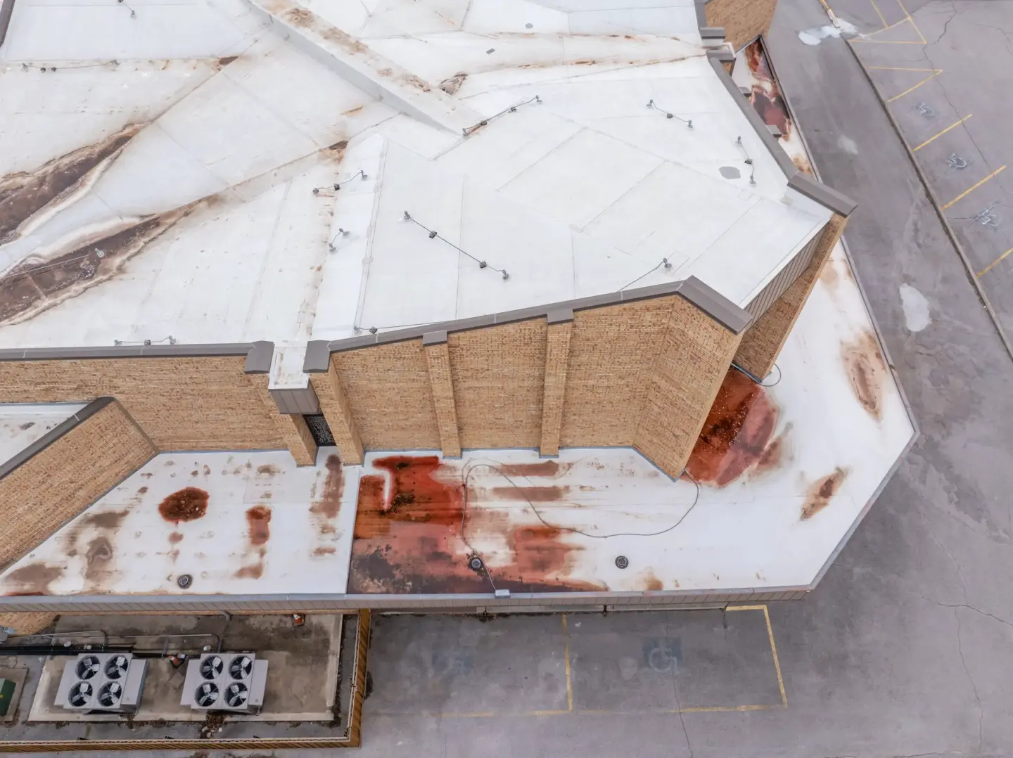 Damage to a TPO roof from pooling water