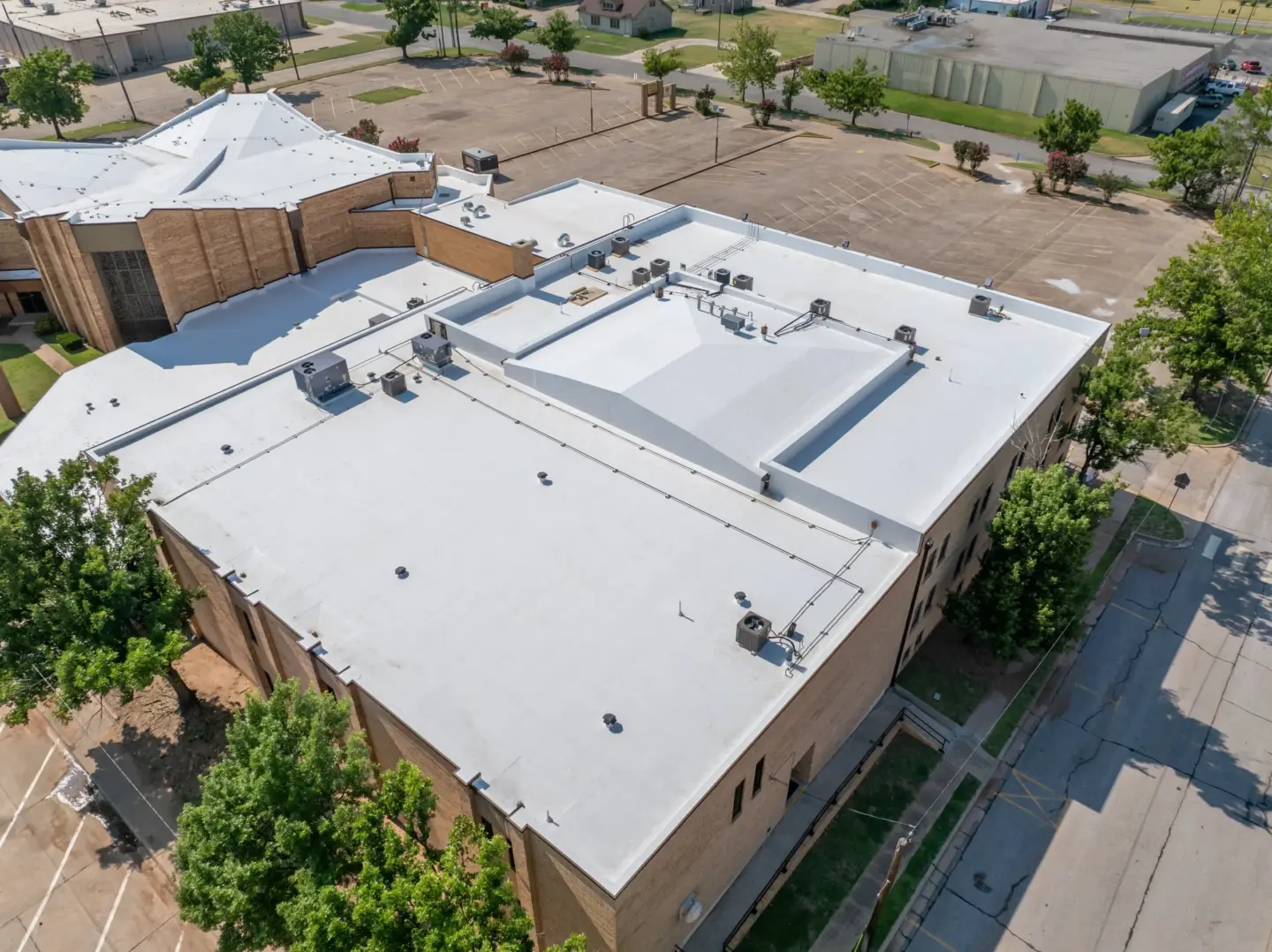 Completed TPO roof on a commercial building