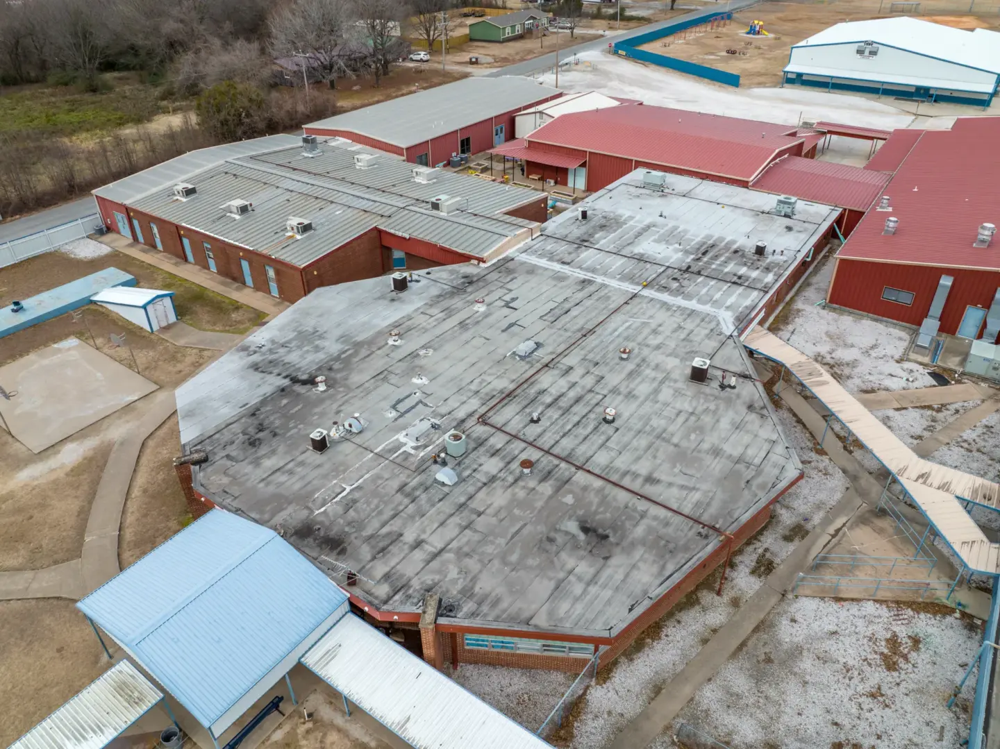 Worn out commercial flat roof