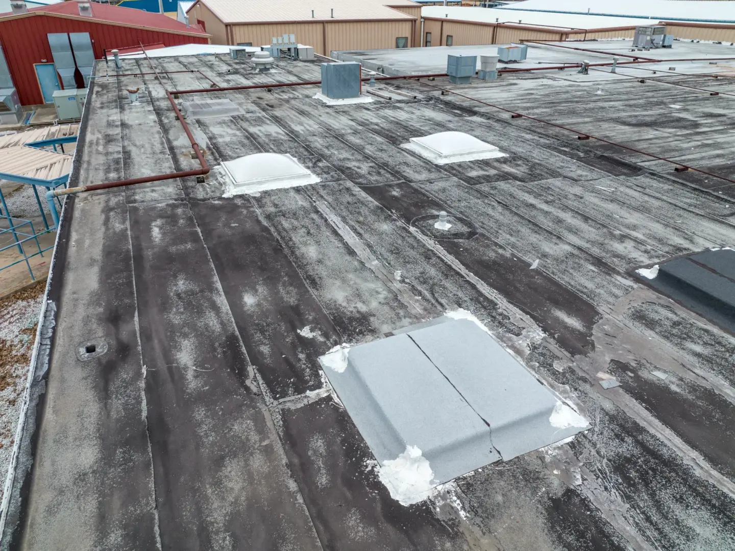 Damaged flat roof