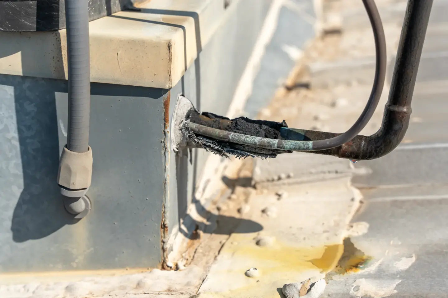 Leaking HVAC units on a metal roof