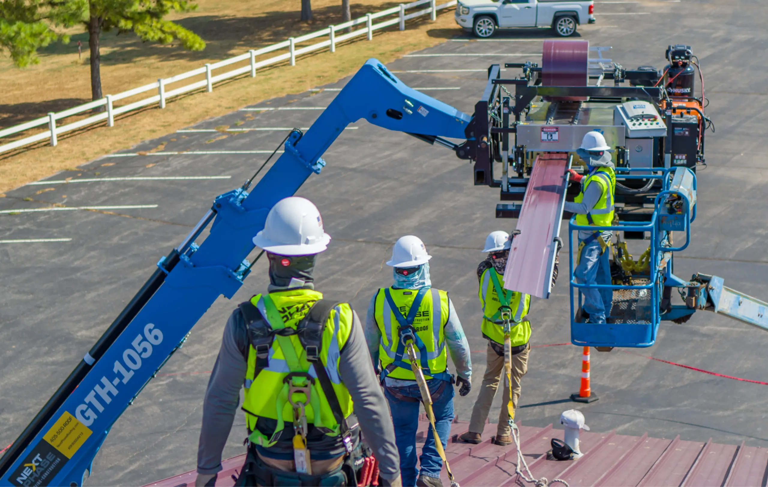 Custom metal roof panel forming on-site