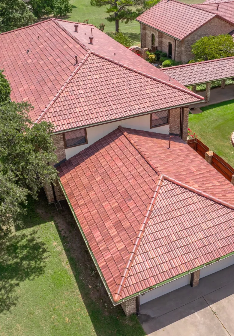 Durable tile roofing system installed on multiple building facility