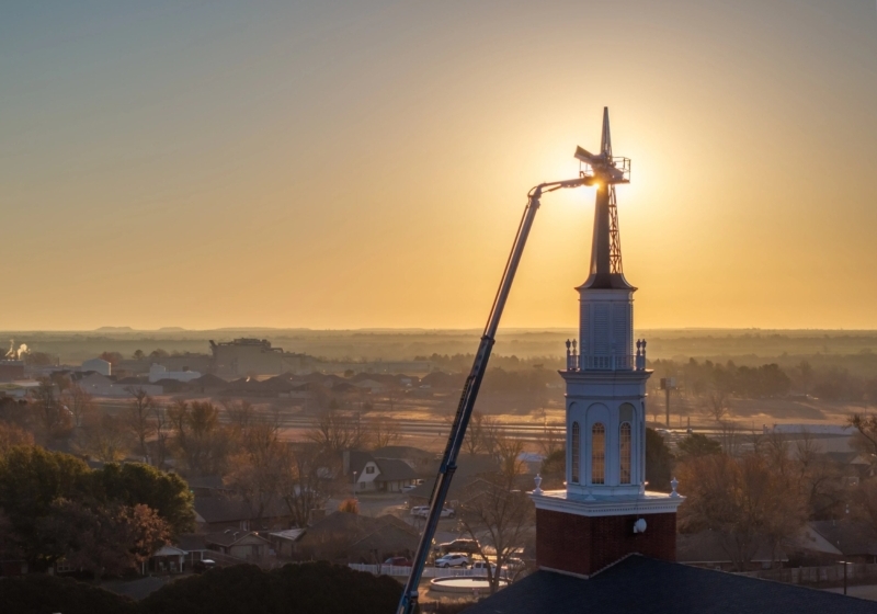 Weatherford FBC steeple sunrise 2b drone edited - DJI_80510_0230-HDR - Large