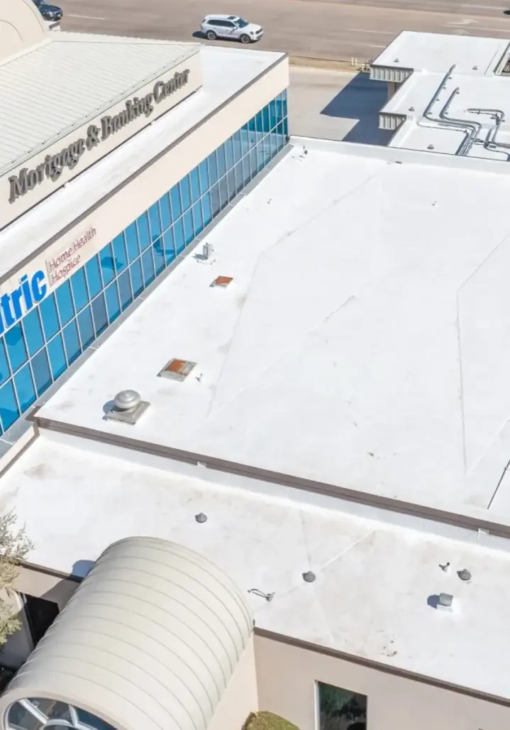 Completed TPO roofing installation for flat roof commercial property